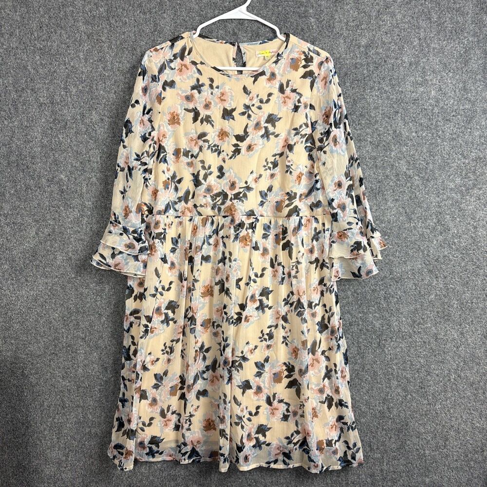MiMi + Daphne Blouson Dress Womens Size M Pink floral Lined